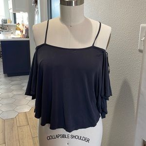 Free People Off-the-shoulder Cropped Flutter Sleeve Top